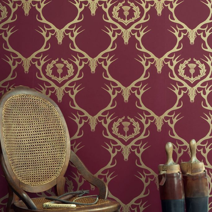 Deer Damask Wallpaper